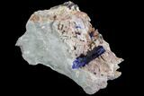 Azurite Crystals on Druzy Quartz - Morocco #90334-1